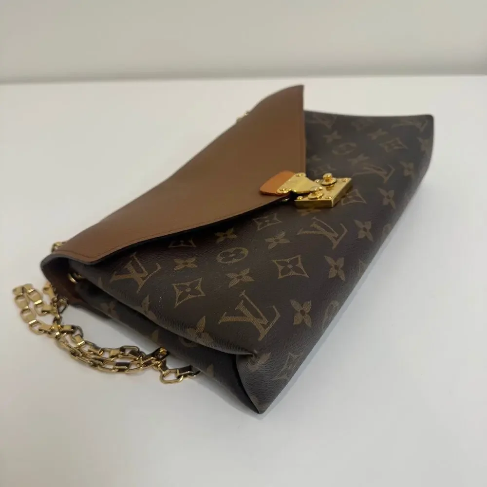 Louis Vuitton Havane Brown Monogram Pallas Shoulder Bag Gold LV Chain Crossbody