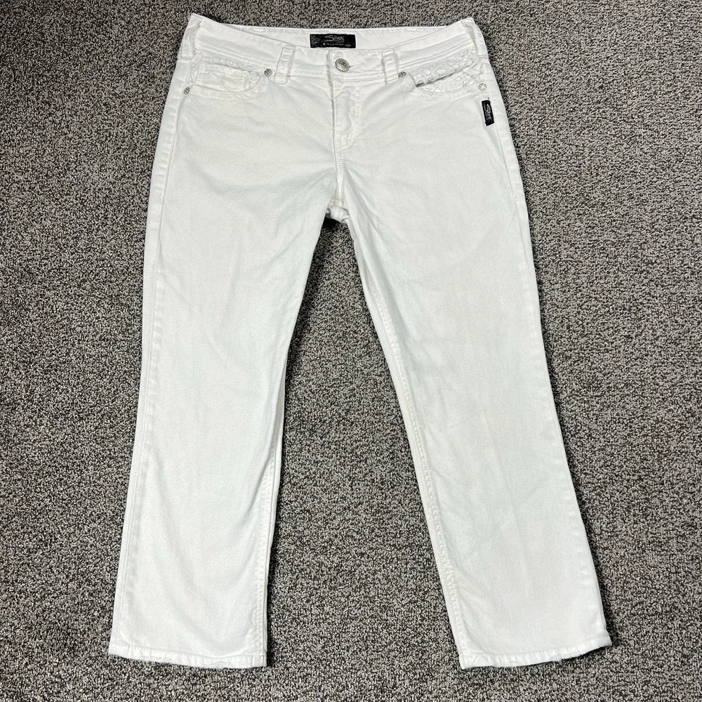 Silver Jeans Womens 31 White Suki Mid Capri 25
