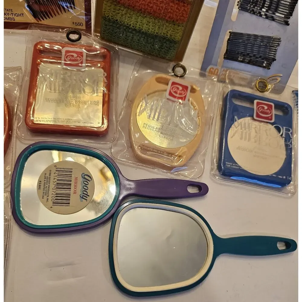 Vintage Goody Hair Care 80s Combs, Hand Mirrors, Ponytail, Clips Lot Of‎ 11pcs