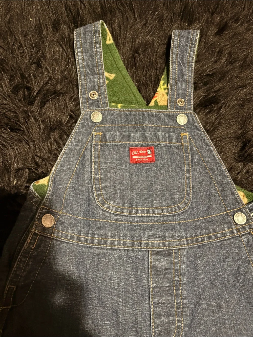 Old Navy Baby 12-18 Month Blue Denim Button Up Snow Overalls W/ Fleece Lining