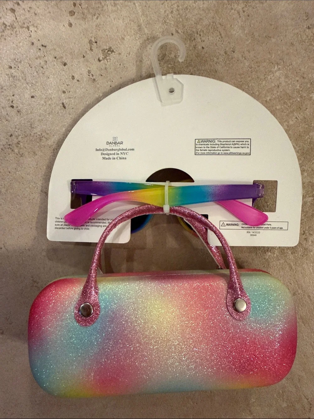 Brand New Sunnies Kids Rainbow Sunglasses with Glitter Case