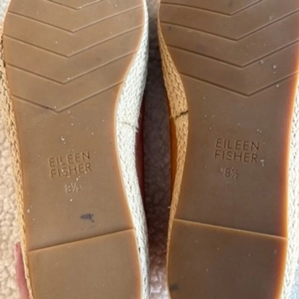 Eileen‎ Fisher Tour Tan Leather Espadrille Flats Women's 8.5 Jute Slip On Shoes