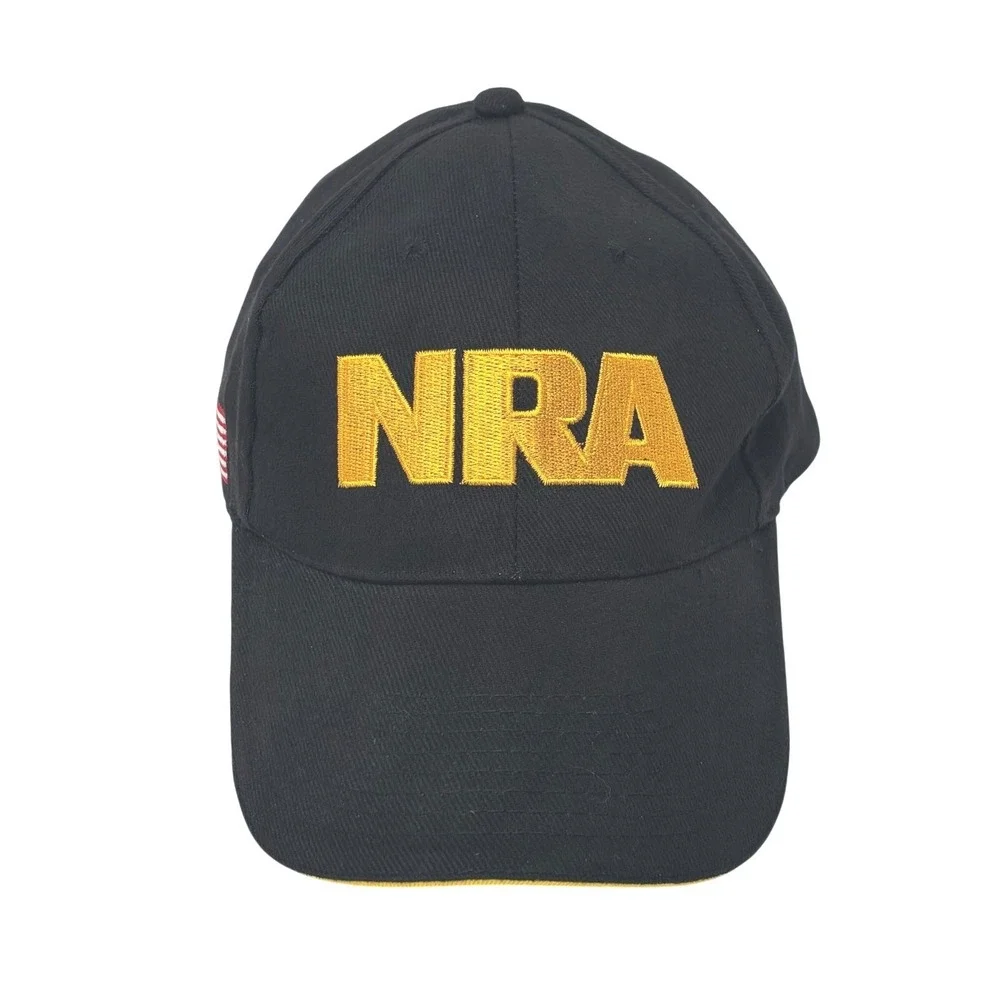 NRA Baseball Cap Mens Black‎ Yellow Embroidered Cotton Adjustable Hat US Flag