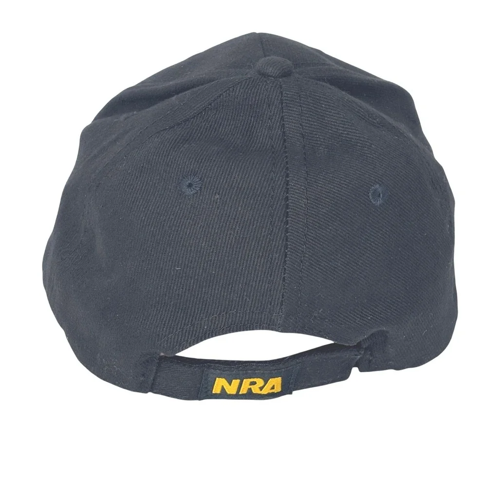 NRA Baseball Cap Mens Black‎ Yellow Embroidered Cotton Adjustable Hat US Flag