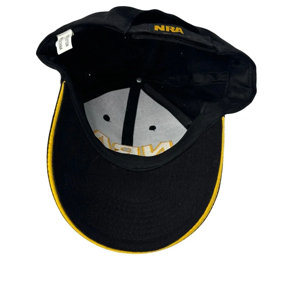NRA Baseball Cap Mens Black‎ Yellow Embroidered Cotton Adjustable Hat US Flag