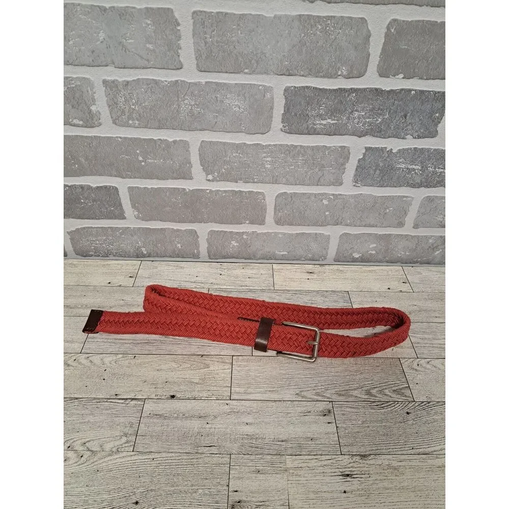 Vintage Y2K Braided Genuine‎ Leather Orange Womens Belt Size 10-12