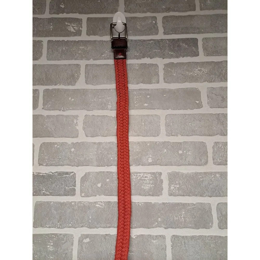 Vintage Y2K Braided Genuine‎ Leather Orange Womens Belt Size 10-12