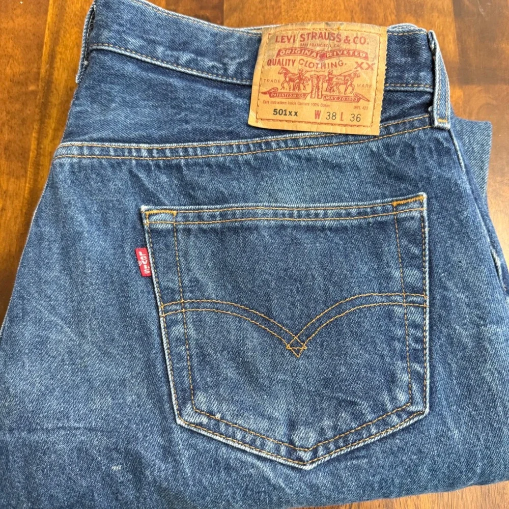 Levi Strauss Co‎ 501XX Mens Blue Button Fly Jeans W38 L36 (36x33) Y2K