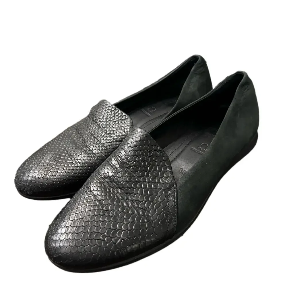 ECCO Touch Ballerina 2.0 Women's Black Leather Flat EU 38 US 7 /‎ 7.5 Snakeskin