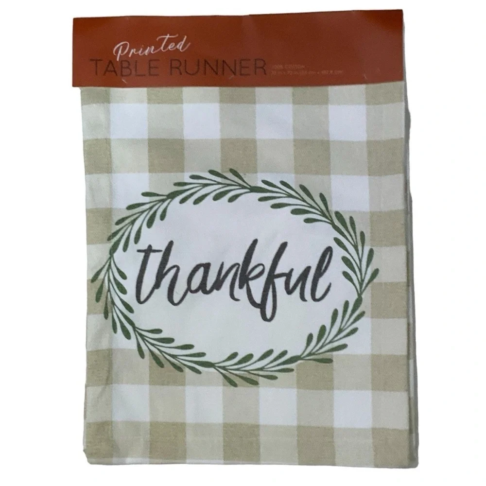 Nantucket Table Runner Buffalo Check Cotton Fabric Farmhouse Plaid Neutral 13x72