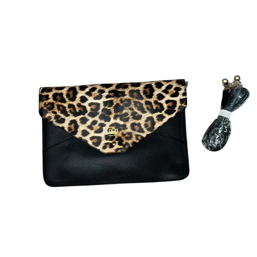 Piper Noble Leopard LARGE Organizer Laptop Crossbody Wallet Handbag Clutch‎
