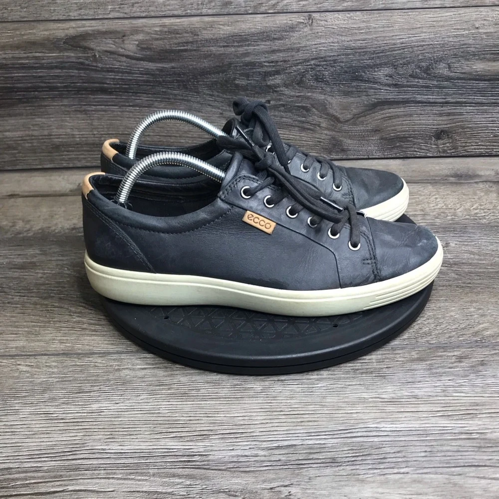 ECCO Soft 7 Casual Leather Shoes Black White Men’s Size 8