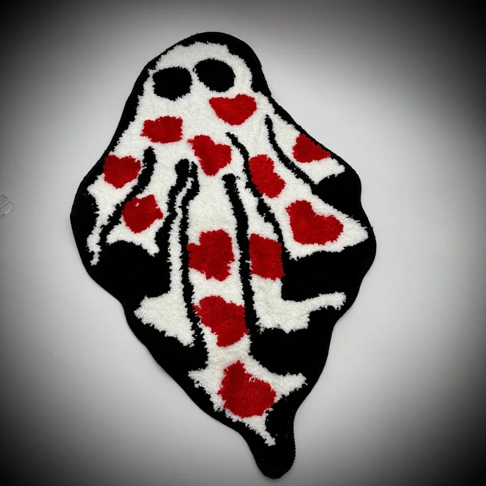 Ghost Rug Tufted Heart HALLOWEEN Decor Spooky Cute Aesthetic Love‎