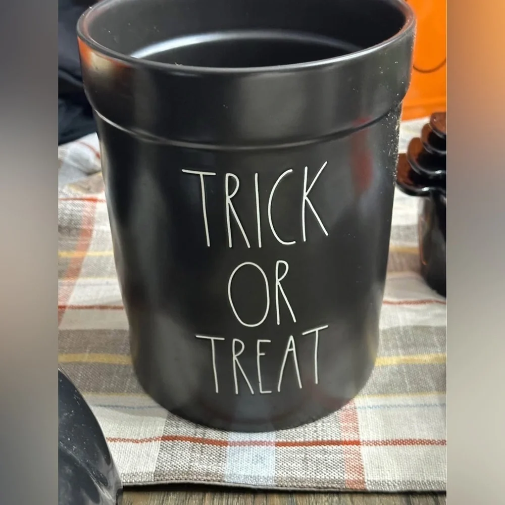 Rae Dunn Trick Or Treat Crock Utensil Holder Halloween Black White By Magenta
