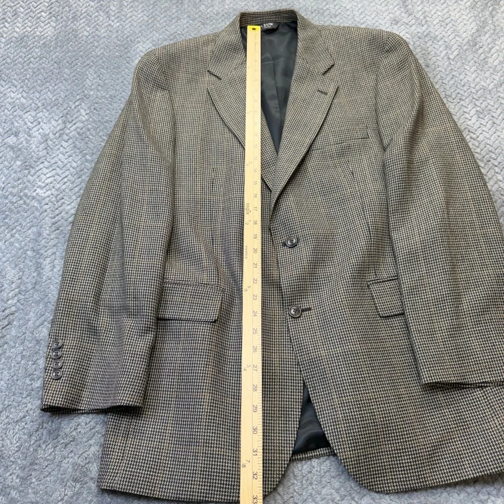 Jos. A. Bank Blazer Mens 40 REG Brown Silk Wool Houndstooth Sport‎ Coat