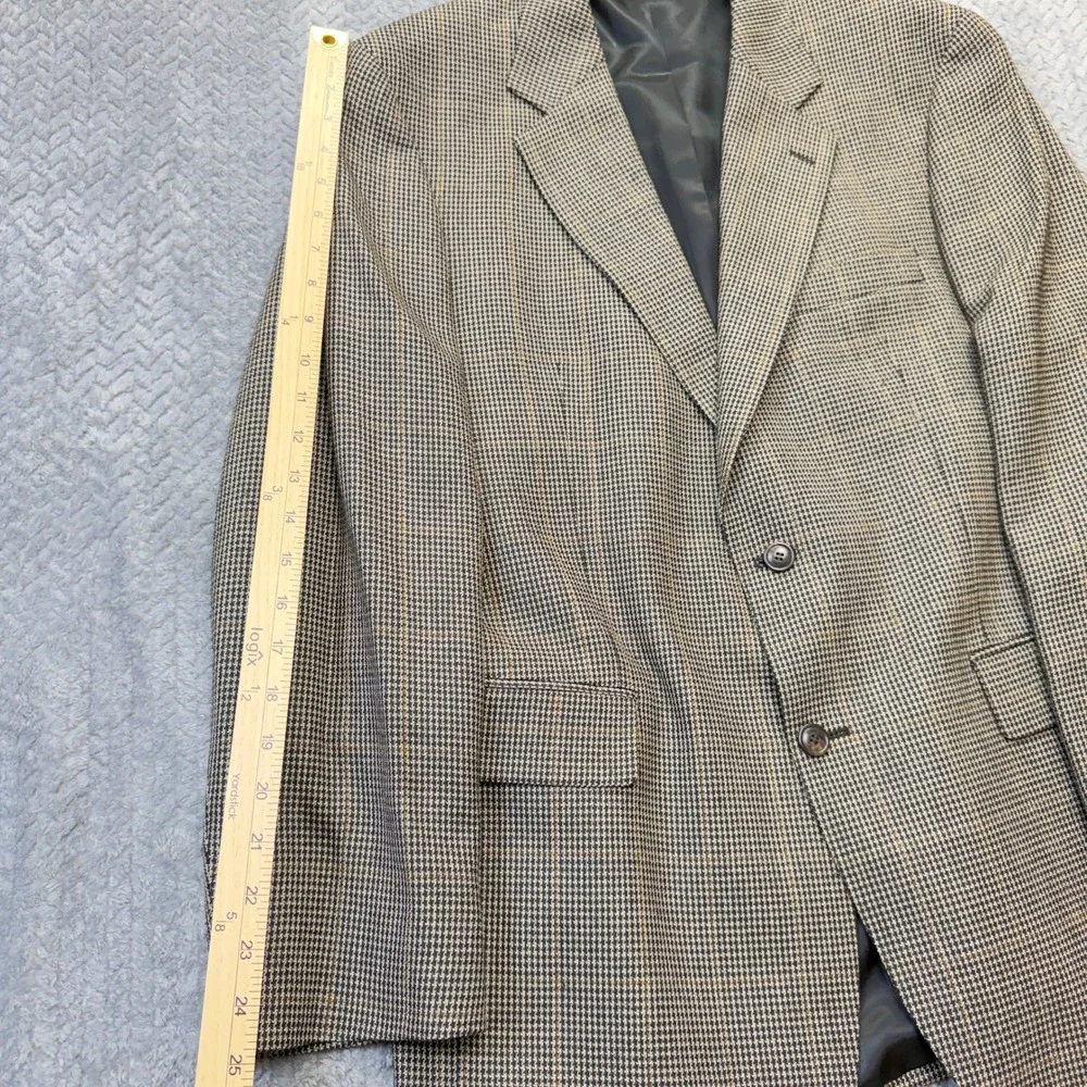 Jos. A. Bank Blazer Mens 40 REG Brown Silk Wool Houndstooth Sport‎ Coat