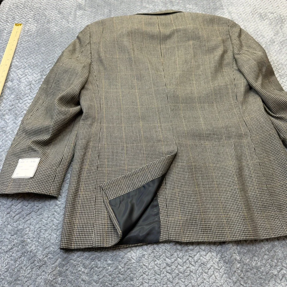 Jos. A. Bank Blazer Mens 40 REG Brown Silk Wool Houndstooth Sport‎ Coat