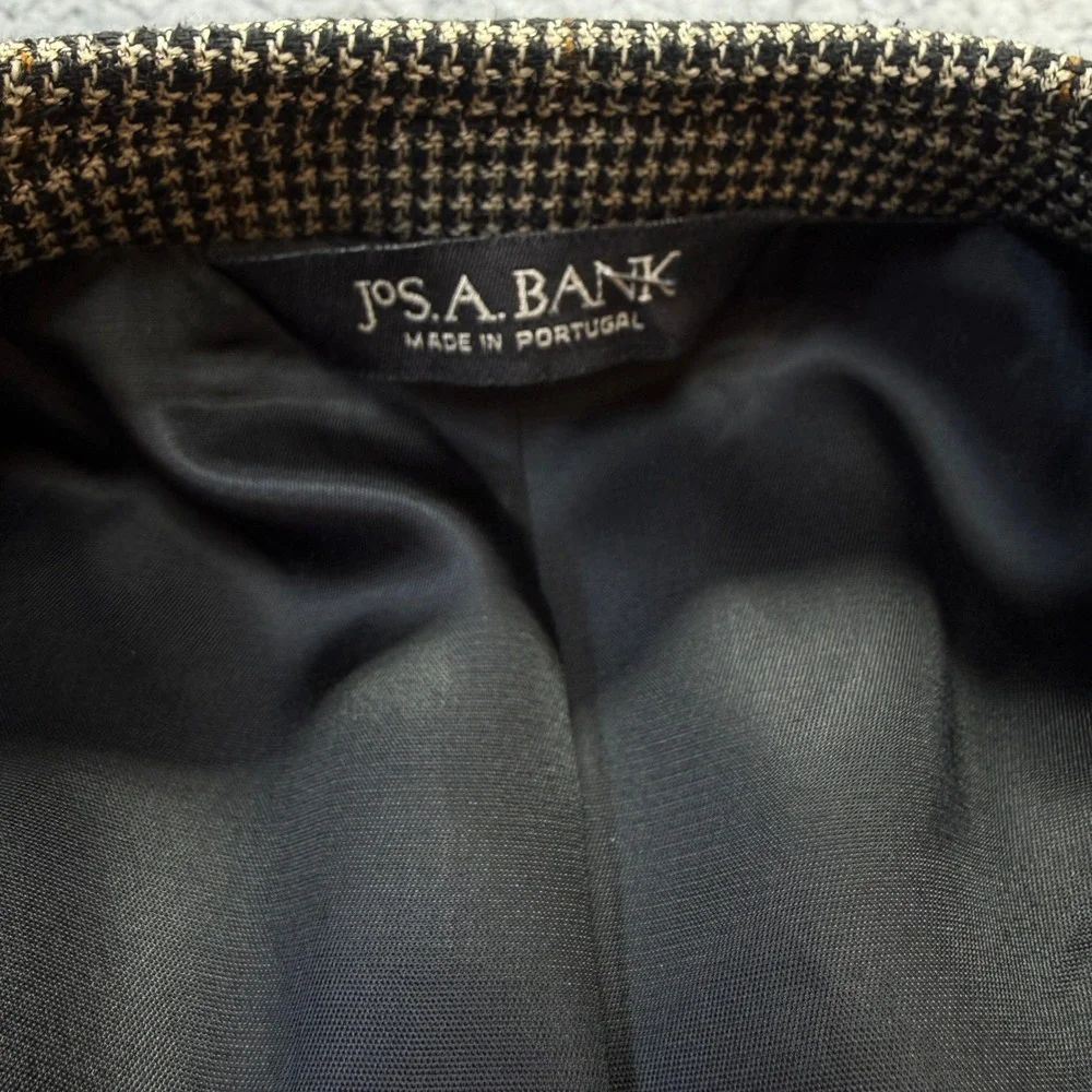 Jos. A. Bank Blazer Mens 40 REG Brown Silk Wool Houndstooth Sport‎ Coat