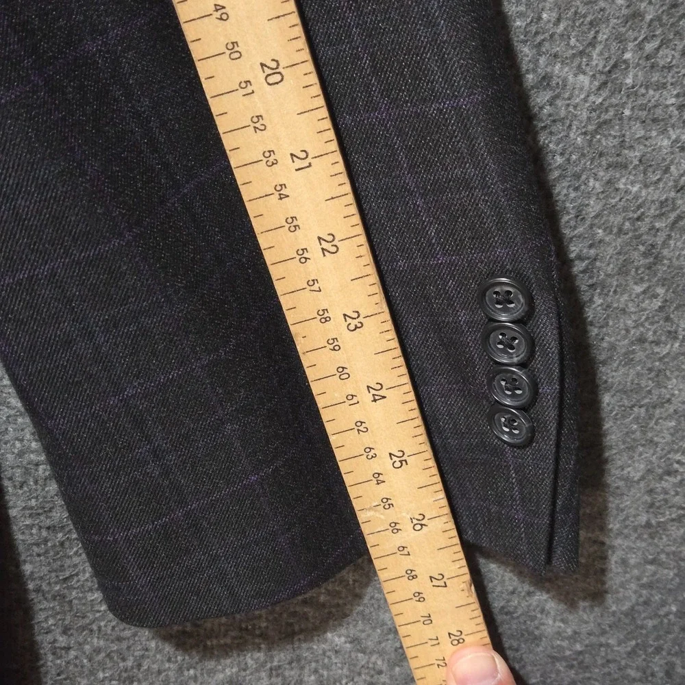 Oak Hill Sport Coat 2XL 50 / 52R Charcoal Gray / Purple Check Blazer Jacket