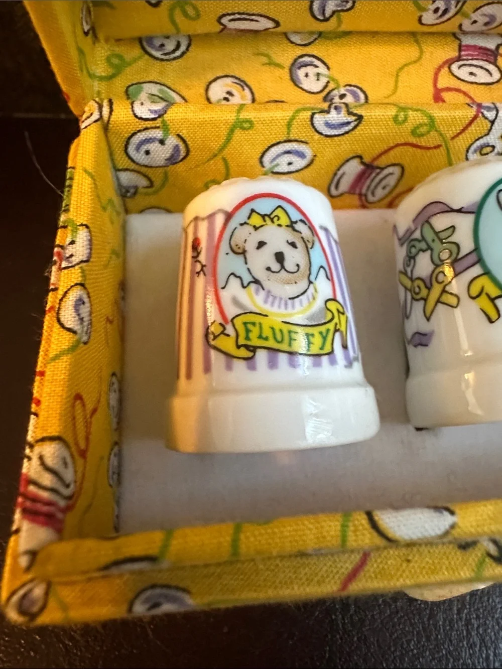 North American Bear CO collectible Ceramic Thimble Set Vintage
