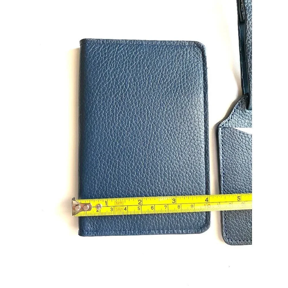 Lucchese Leather Passport Holder‎ + Luggage Tag Set – Navy Blue R1236-4014