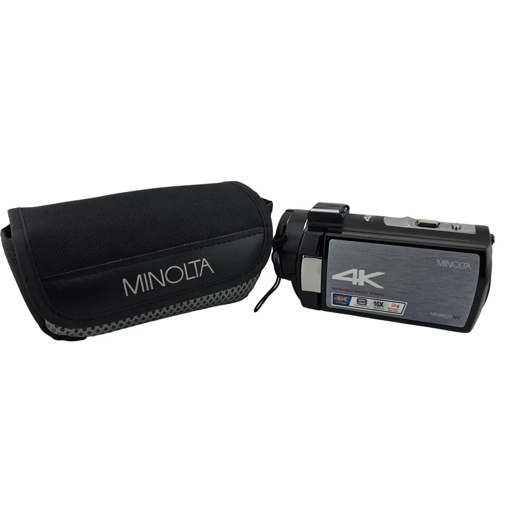 Minolta MN4K20NV 4K Camcorder Infrared Night Vision Black Blue As Is Parts Only