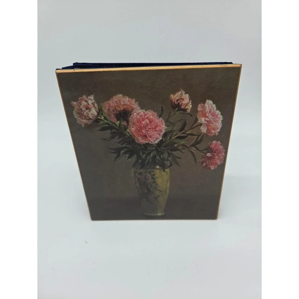 VNTG Photo Album Book Floral Art Navy‎ Blue Velvet 50 photo Slots HardCover NEW