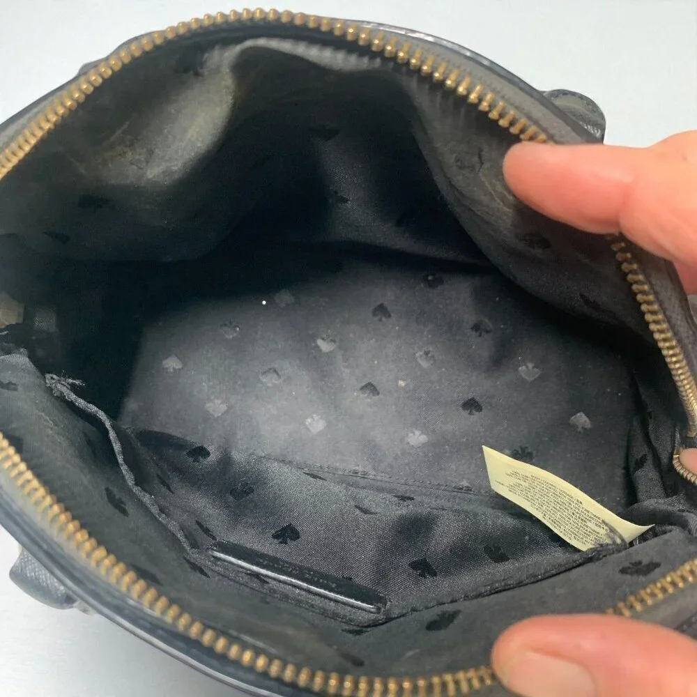 Kate Spade New York Reiley Dome Satchel Black Saffiano Leather Gold Hardware