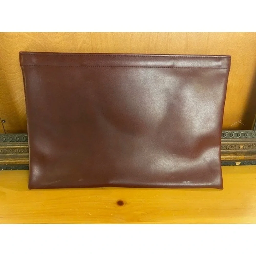 Hazel Portfolio Burgundy Vintage Faux Leather Document Case Hinged 16.5