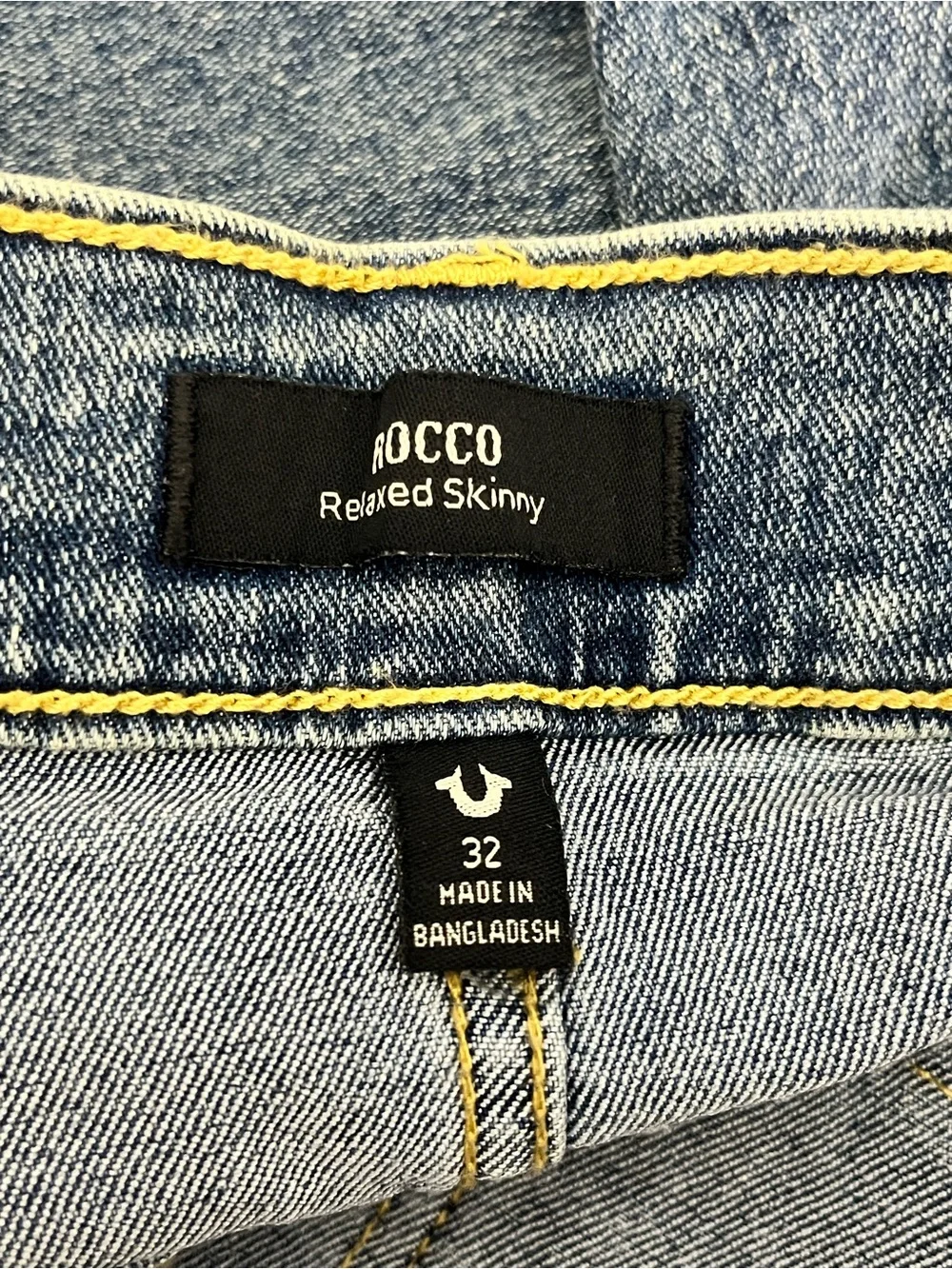 True Religion New Men's Rocco Sn Flap Relaxed Skinny Jeans Fog Wash 33x32