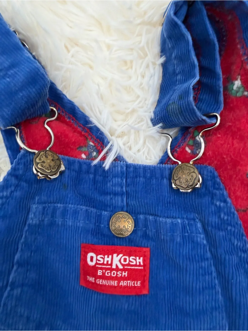 Vintage OshKosh B’Gosh Blue Corduroy Flannel Lined 3T Overalls