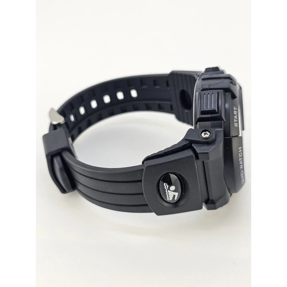 Men's Sports Digital Watch 50MM Black Plastic Bands Working Light Alarm