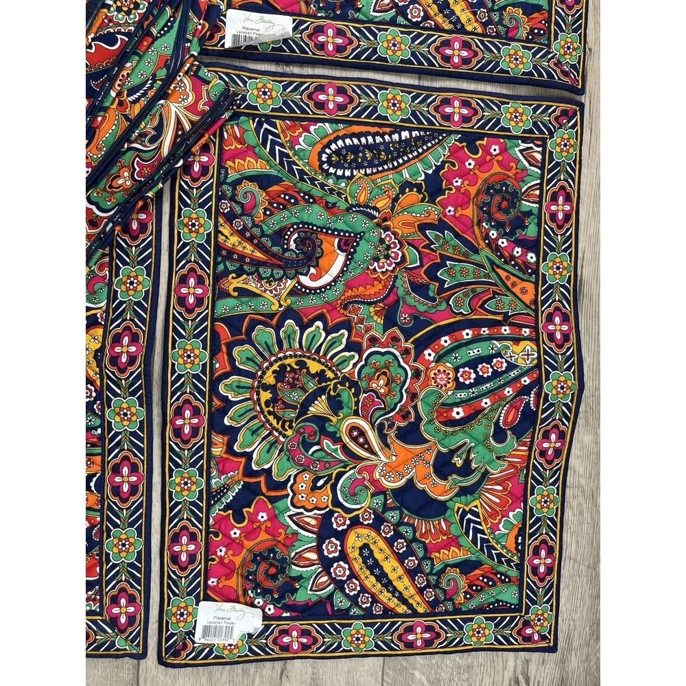 Vera Bradley Quilted Placemats (4) & Napkin (4) Set Venetian Paisley NEW