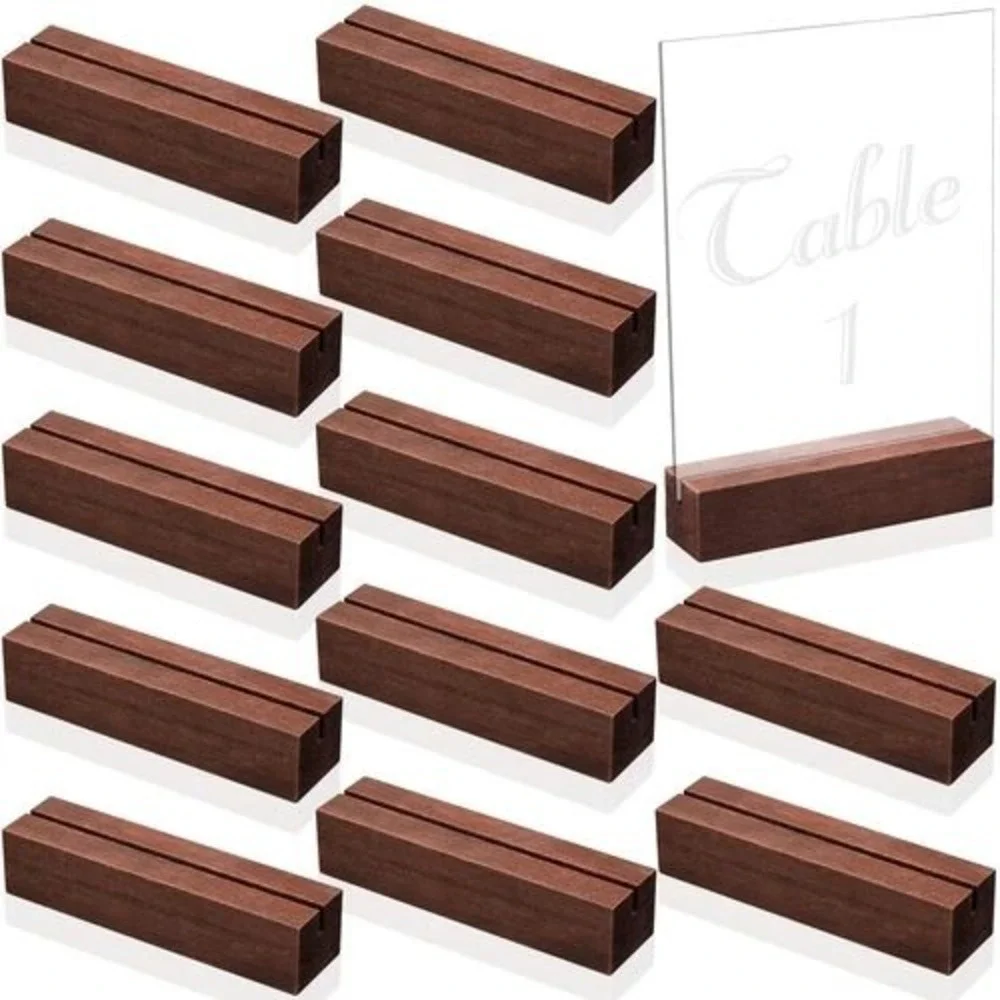 Zonon‎ 20 Pieces Wood Place Card Holders Brown Rustic Table Number Stands TW5510