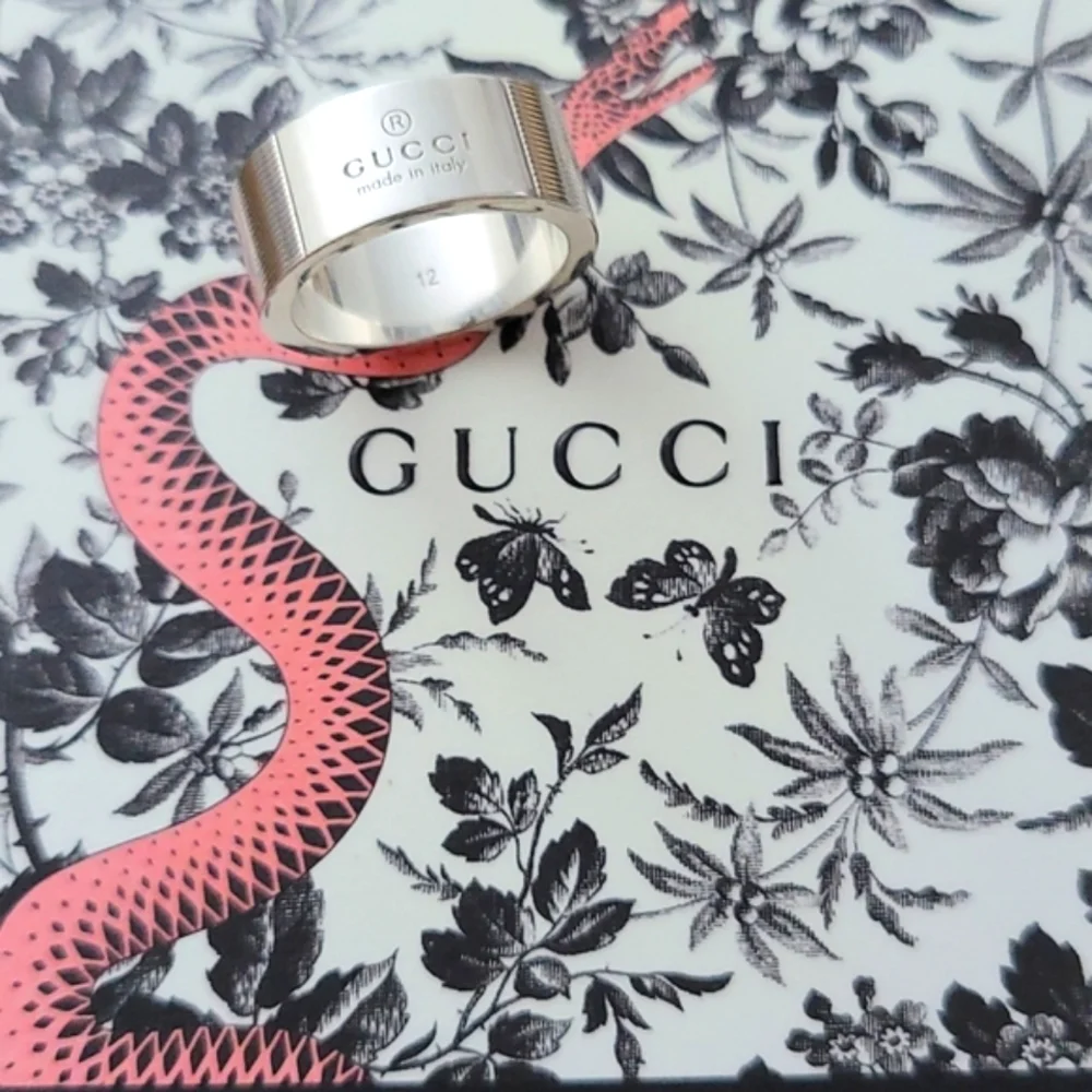 Gucci Men's Metallic Wide Band w/ Gucci Trademark Engraving NIB IT SZ 12/US 6