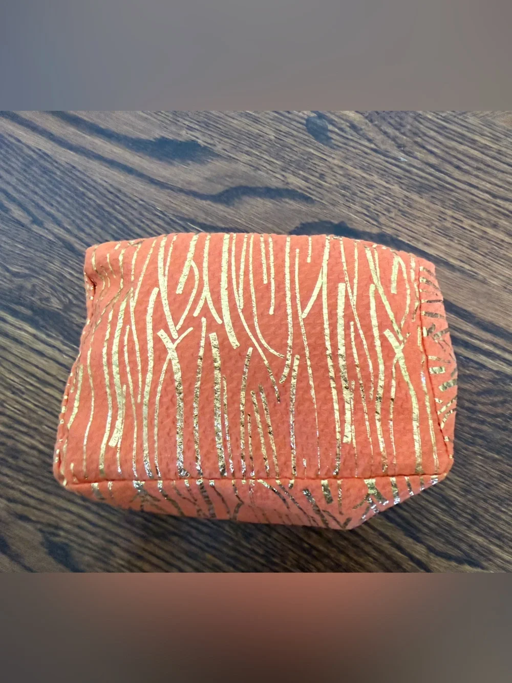 NWOT Orange Metallic Accent Women's Cosmetic Pouch