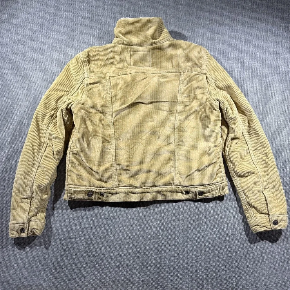 Levi's Jacket Mens Large Beige Velvet Quilted Sherpa Lined Button Front Winter