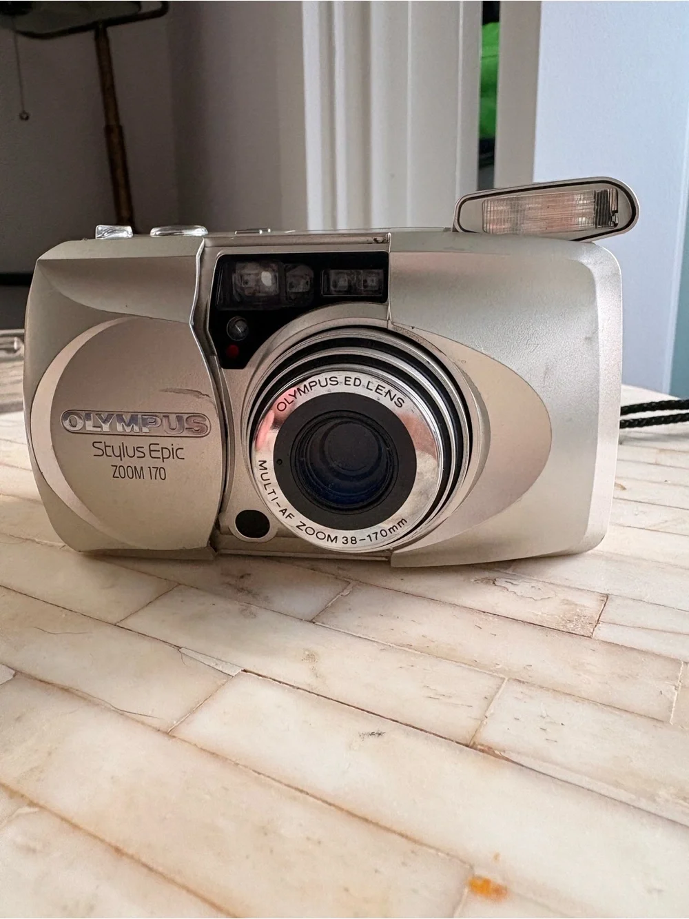 Olympus Silver Compact Point-and-Shoot Film Camera FOR PARTS/as is