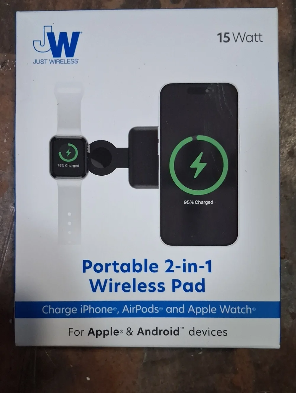 Portable 2-in-1 Wireless Pad - White/Black
