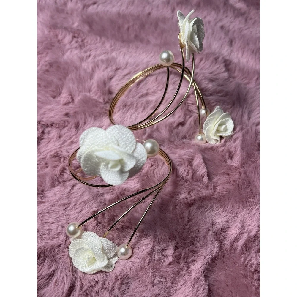 2 Pcs Handmade Red Rose With‎ Pearls Curtains Tiebacks,gold