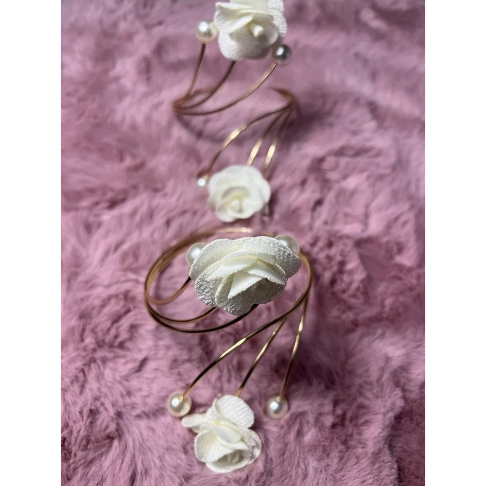 2 Pcs Handmade Red Rose With‎ Pearls Curtains Tiebacks,gold