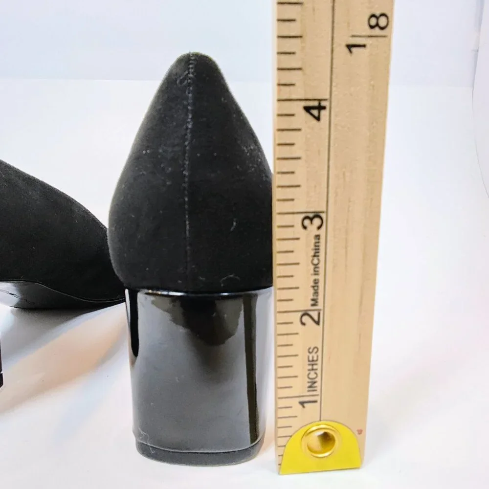 Bandolino Women's 8M Black‎ Suede Chunky Heel Pumps