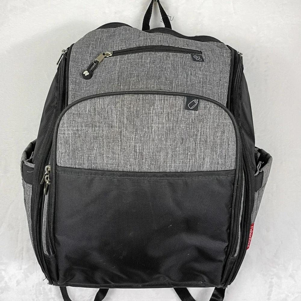 Fisher-Price Diaper Bag Backpack Gray Black Multi Pocket Travel Baby Bag‎