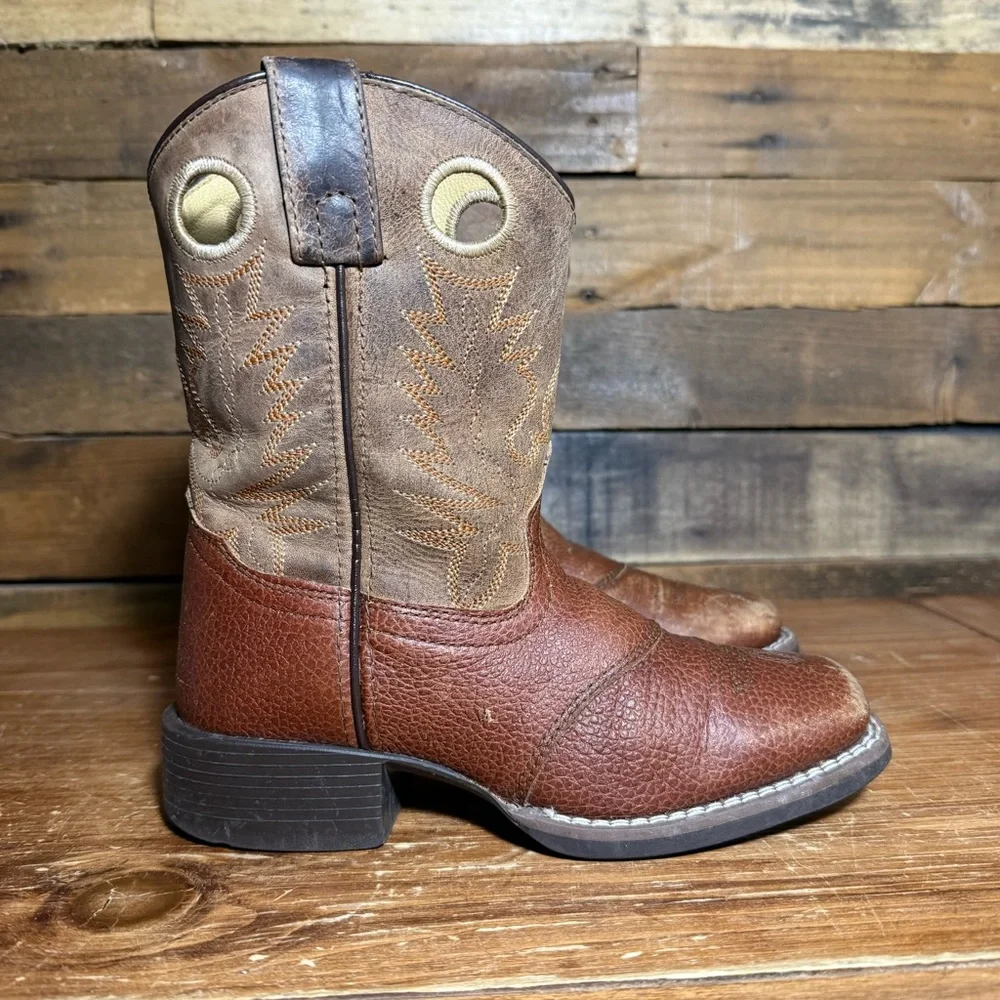 Smoky Mountain Kids Luke Brown Distressed‎ Leather Western Boot 2481 C size 1