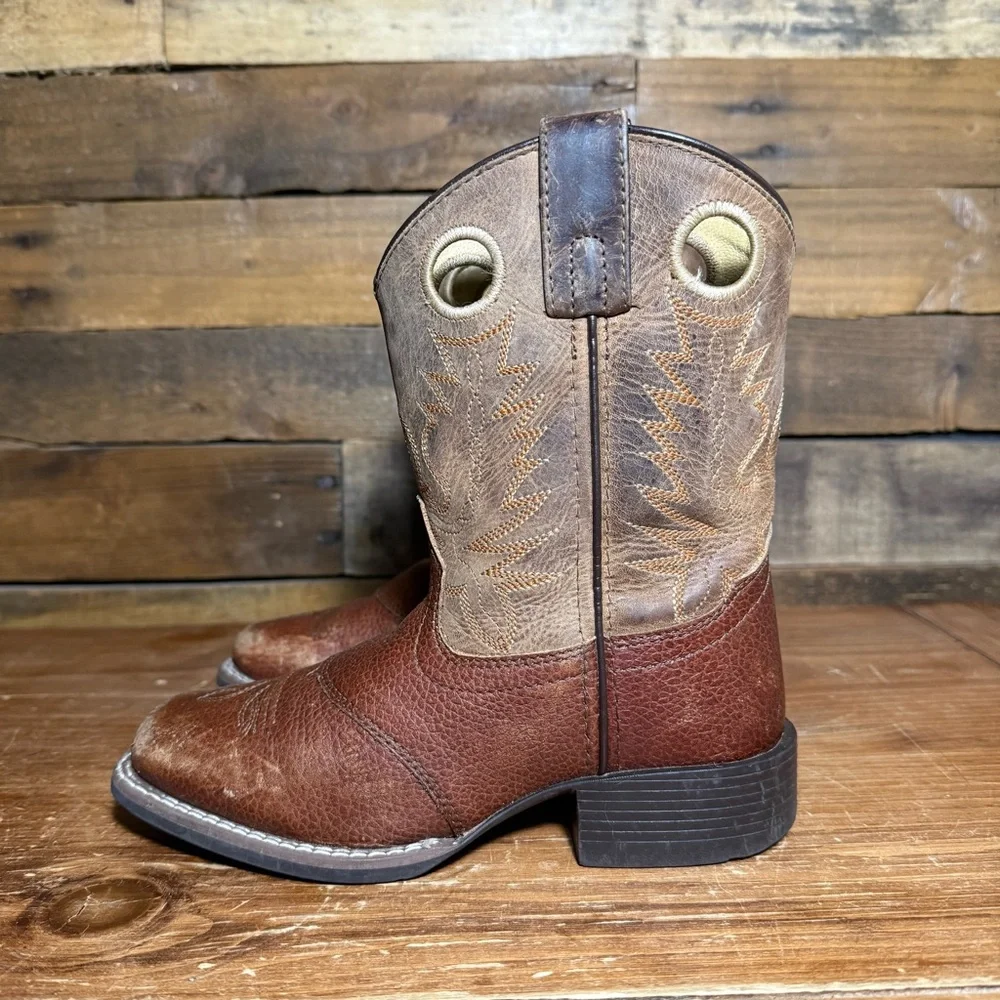 Smoky Mountain Kids Luke Brown Distressed‎ Leather Western Boot 2481 C size 1
