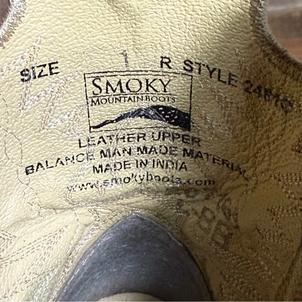 Smoky Mountain Kids Luke Brown Distressed‎ Leather Western Boot 2481 C size 1