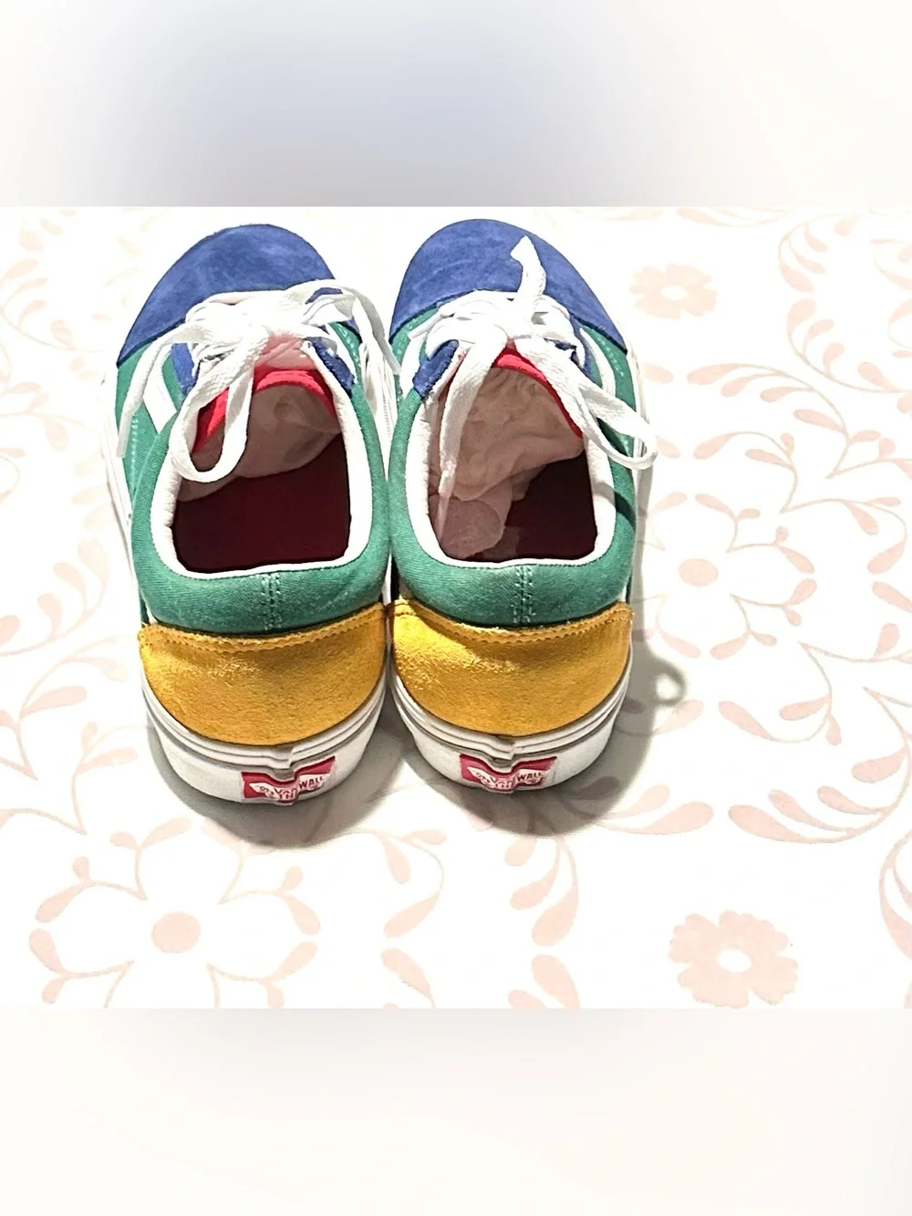 Vans Colorblock Low-Top Skate Sneakers - Blue Green Yellow size 9