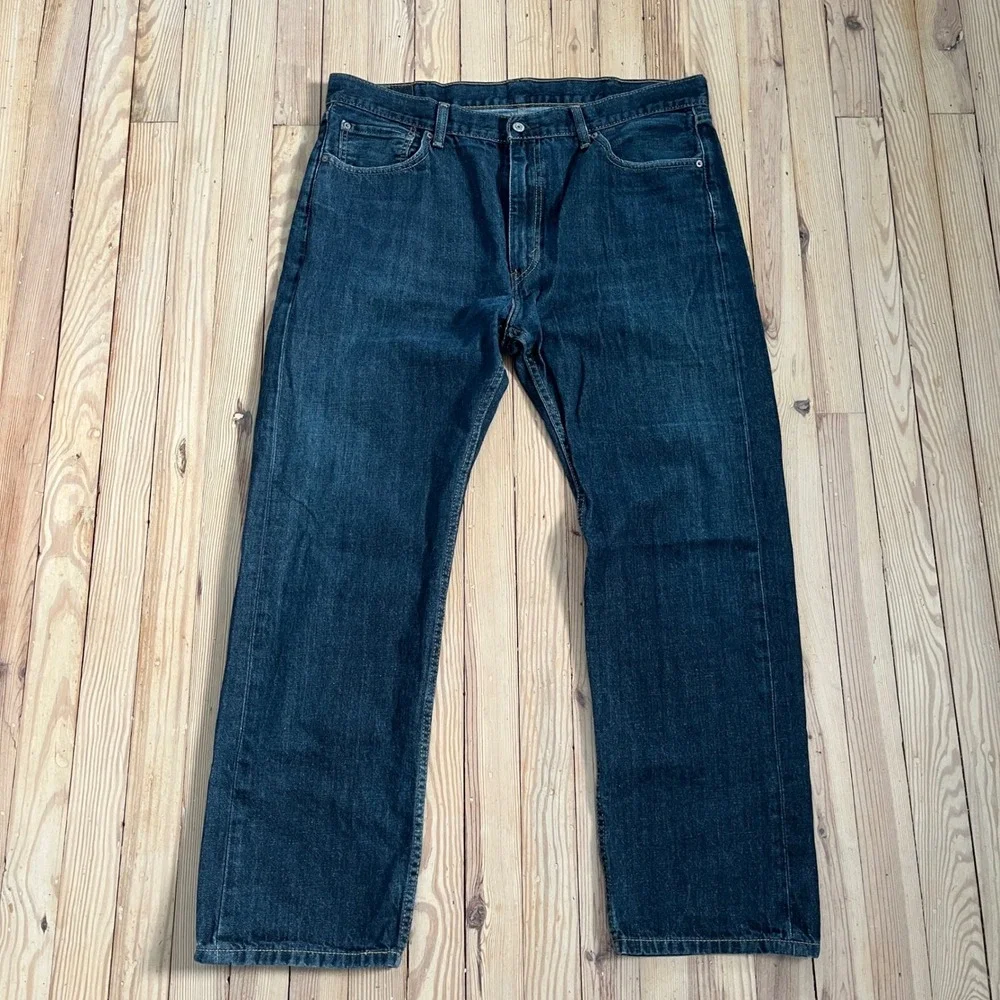 Levi Strauss Co 505 Mens Dark Wash Jeans W40 L32 Straight Fit Denim Pants casual