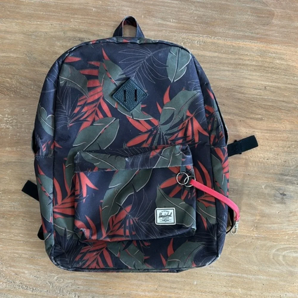 Herschel Supply Co Heritage Backpack Tropical Palm‎ Leaf Print Black Red Green