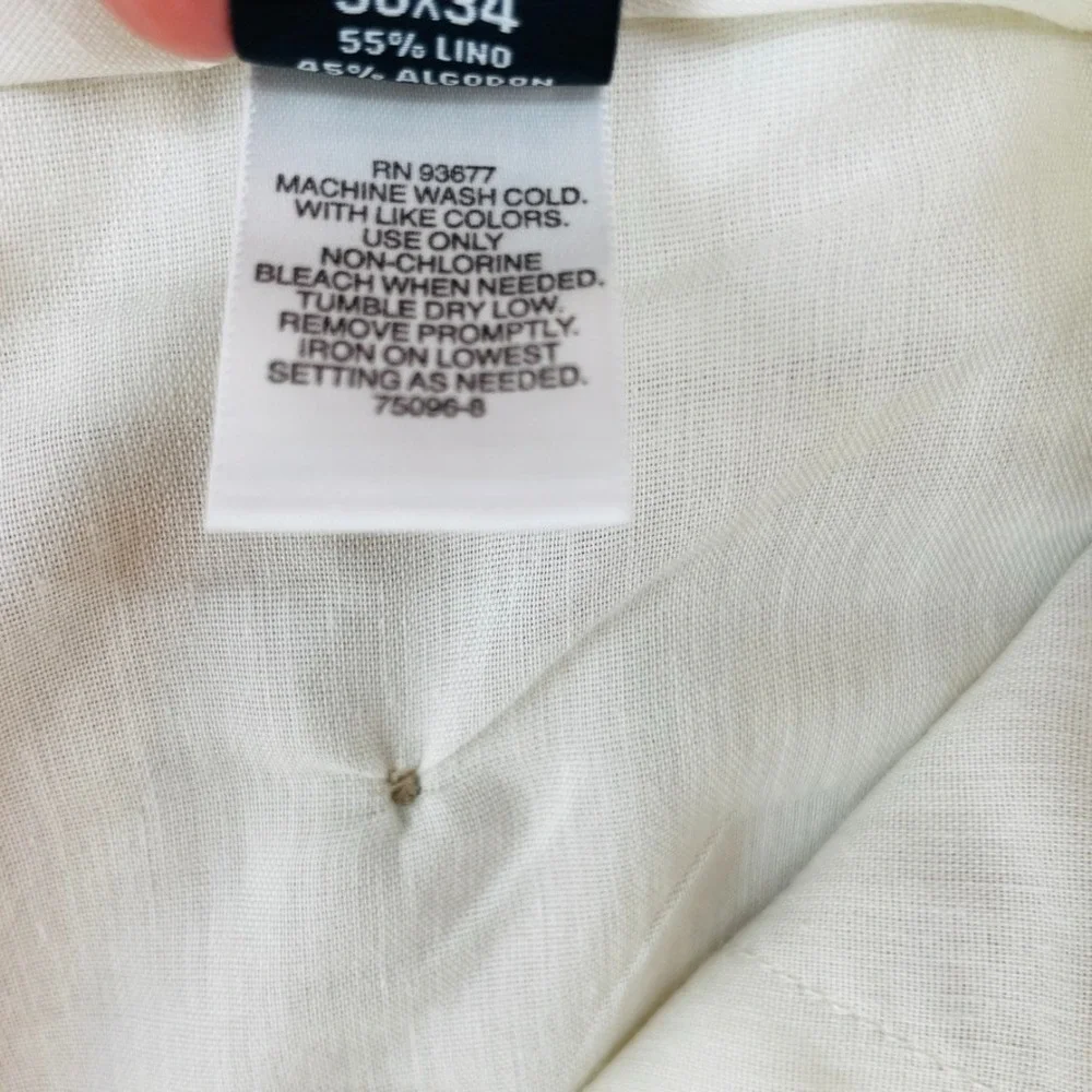 Claiborne Linen Blend Pants Men 36x34 (Fits 36x32) Beige Beachy Wedding Vacation